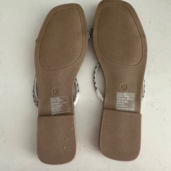 Maui Island Womens Daphne Sandals 10M Brown Faux Leather Rhinestone Straps Comfo - Picture 5 of 8